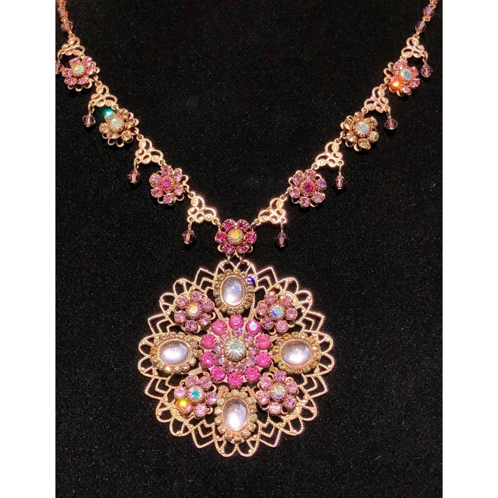 Vintage Liz Palacios Rose Gold Swarovski Crystal Necklace